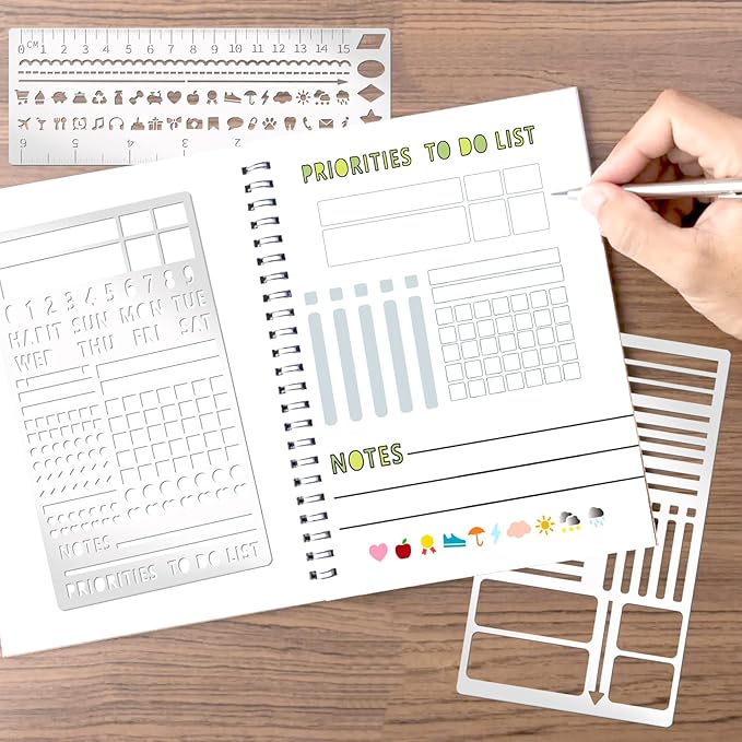 4 Pieces Metal Planner Stencil Journal Engraving Stencils Rustproof Small - Image 6