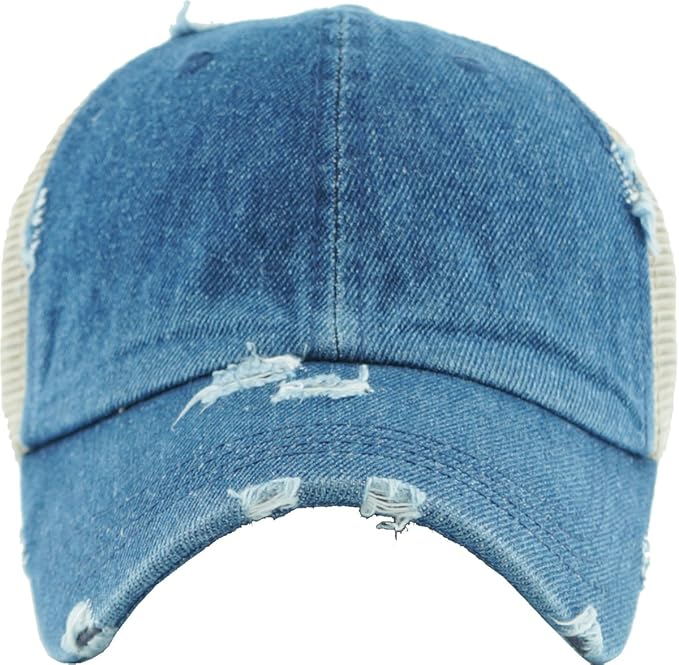 Classic Plain Ponytail Messy High Bun Headwear Adjustable Cotton Trucker Mesh Glitter Hat Baseball Cap