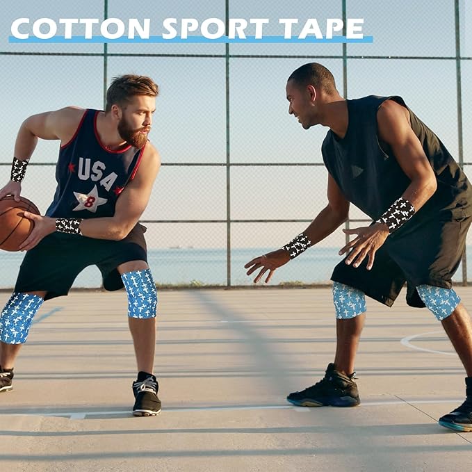TrelaCo 2 Pcs Wrist Tape Baseball Cross Athletic 2in x 23ft Cotton Cross Wrist Tape Serrated Edges for Fingers Ankles Injury Wrap, Football Baseball Hockey Soccer (Blue)