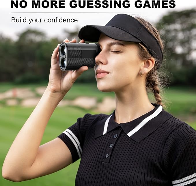 Mileseey GPF12 Golf Rangefinder with Slope - 1100 Yards Laser Range Finder with 7.5° Wide View, Golf Scope Distance Finder 6X Magnification 0.1s Flag Pole Locking Vibration USB C Rechargeable