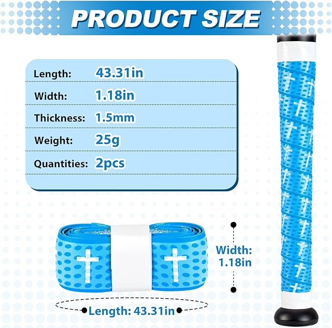 Baseball Bat Grip Tapes 1.5mm Precut and Full Adhesive Softball Grip Tape,Non-Slip Baseball Bat Wrap Tape Religious Cricket Batting Tape Replacement