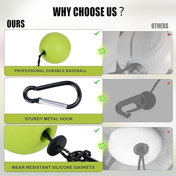 Hikeen Baseball Batting Trainer,Hitting Practice Equipment with 20m Rope,Outdoor Level Rebound Swing Trainer for All Age