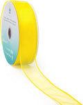 CT CRAFT LLC Sheer Organza Wired Ribbon 1.5" x 50Yards Yellow by CTCRAFTLLC