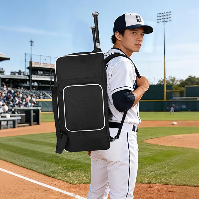 LARIPOP Baseball Bag Softball Duffel Bag for Youth Adult, 70L Sports Gear Bag with Bat Sleeves & Shoe Compartment
