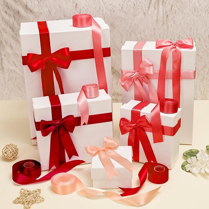 1-1/2 Inch Red Satin Ribbons for Crafts, 6 Rolls Single-Faced Red Assorted - Image 8