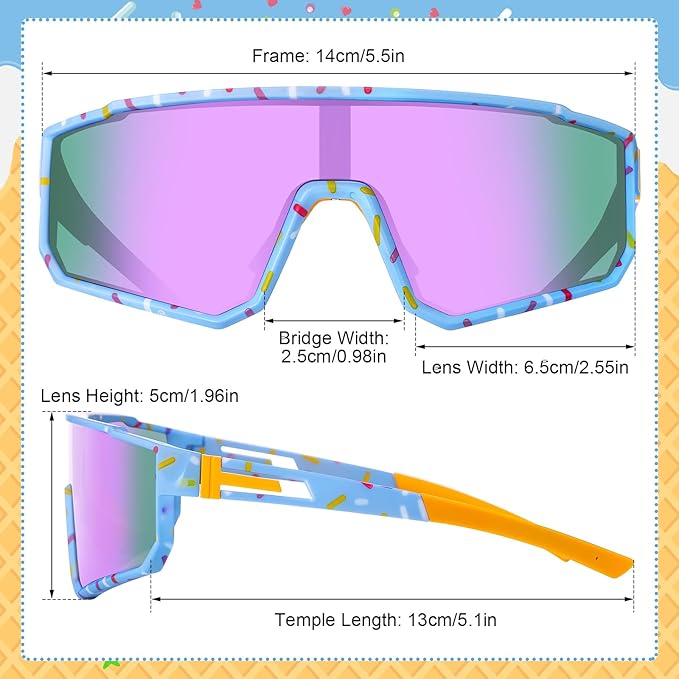 Kingdder 3 Pcs Baseball Ice Cream Drip Sunglasses for Youth Sunglasses for Sport Softball Cycling Baseball Golf