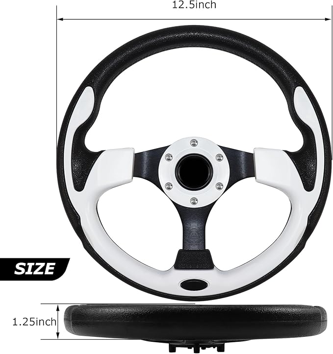 Golf Cart Steering Wheel, Skid Steering Wheel, Universal Golf Cart for Club Car EZGO RXV and TXT, Yamaha, Precedent Tempo, DS