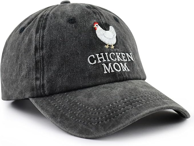 Chicken Mom and Chicken Dad Hat for Women Men, Funny Adjustable Cotton Embroidered Farm Hen Lovers Baseball Cap