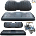 4PCS Golf Cart Seat Covers Kit, Front and Rear Seat Covers,Vinyl Seat Covers Accessories, No Staples（Black&Brown Stitch） (Fits Club Car Precedent)