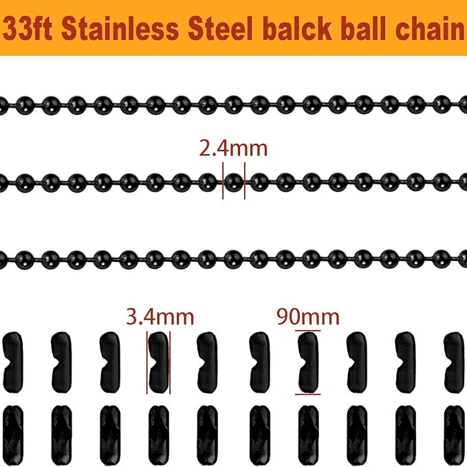 Jishi Steel Ball Chain Bead Dog Tag Chain Beaded Necklace Chains - Image 2