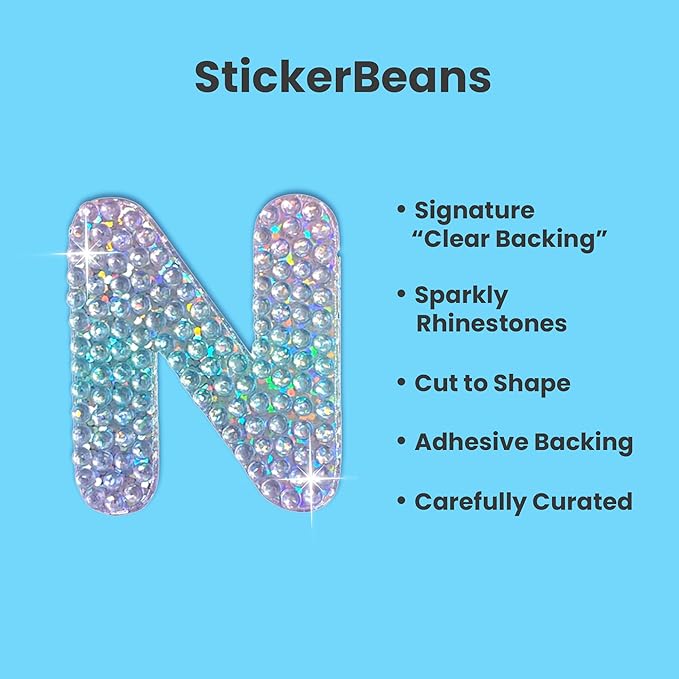 StickerBeans® Rhinestone Alphabet Letter Sticker N - Image 2