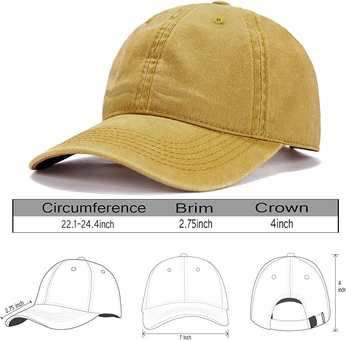 Edoneery Men Women Baseball Cap-Low Profile Adjustable Washed Cotton Golf Dad Hat