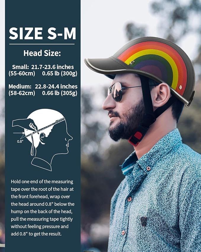 Adult Baseball Cap Helmet - Urban Style for Golf, Low Profile Urban Commute PU Retro Leather Hat for Men & Women