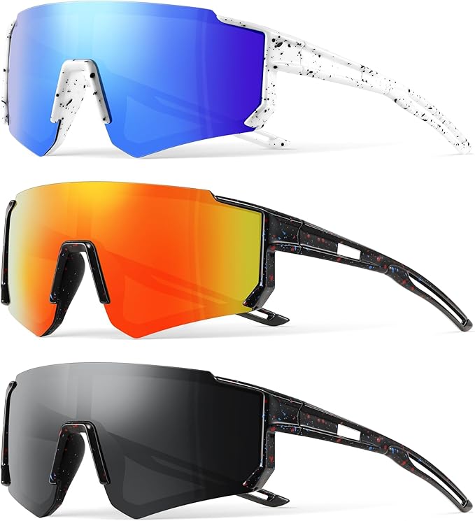 3PACK Kids Sunglasses Youth Baseball Sunglasses for Boys Girls Age 4-12,Softball Sports Cycling Goggles UV Protection