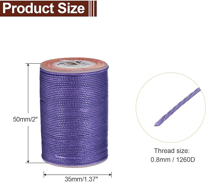 uxcell Round Leather Sewing Waxed Thread, 55m / 60 Yards Wax Polyester String - Image 2