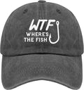 WTF Where's The Fish caps Funny Vintage Cotton Washed Baseball Caps Adjustable Low Profile Dad Hat