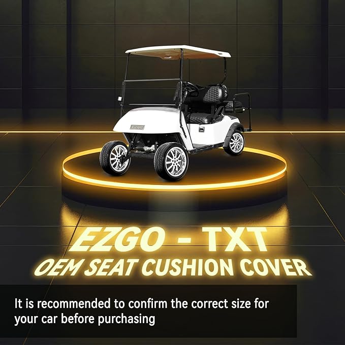 Golf Cart Seat Covers for EZGO TXT Club Car DS Gas or Electric OEM Regular Seat Cushion, No Staple, Golf Cart Vinyl Replacement Seat Cover