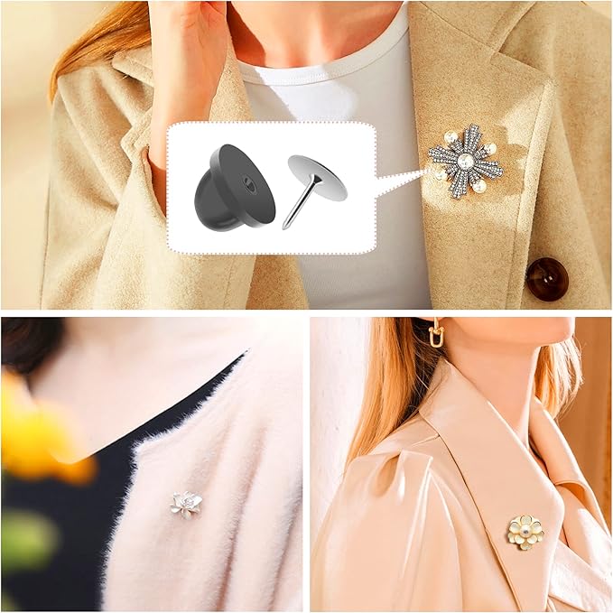 JANYUN 120 Pairs Rubber Blank Pin Backs Butterfly Clutch Backings Holder Tie - Image 6