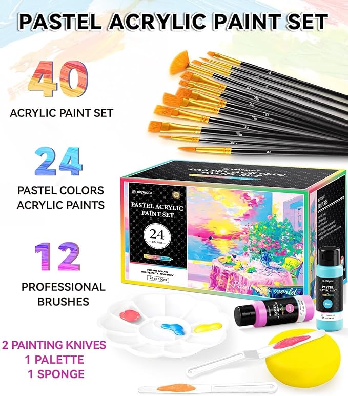 40 PCS Pastel Acrylic Paint Set - Image 2