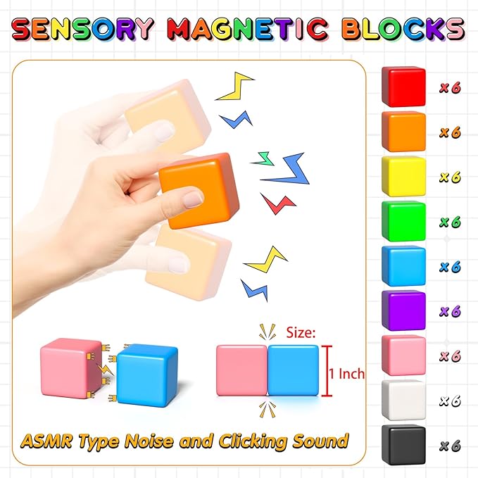 54 PCS Magnetic Blocks, Magnetic Building Blocks - Image 3