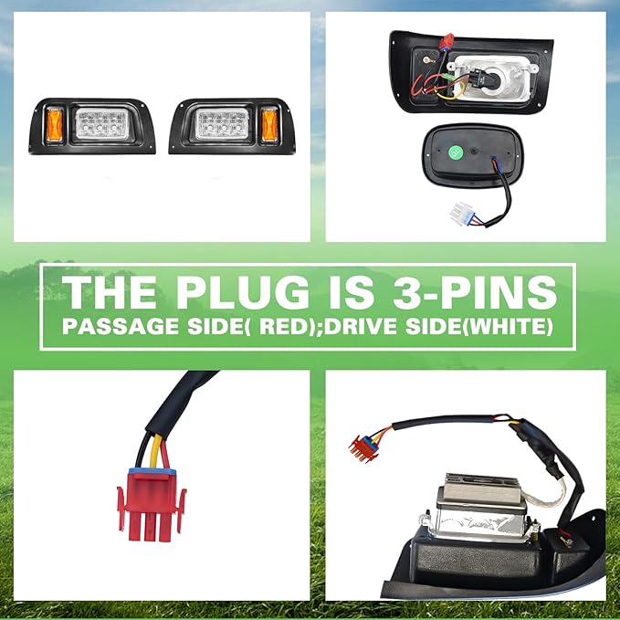 LED Golf Cart Headight Taillight Kit for Club Car Ds 1993-UP 12V Upgrade Basic Light Kit Compatible with Club Car DS