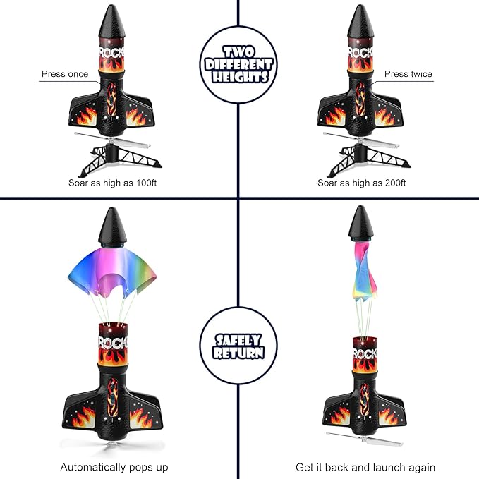 Rocket Launcher for Kids, Self Launching Motorized Air Rocket Toy, Outdoor Toys - Image 6