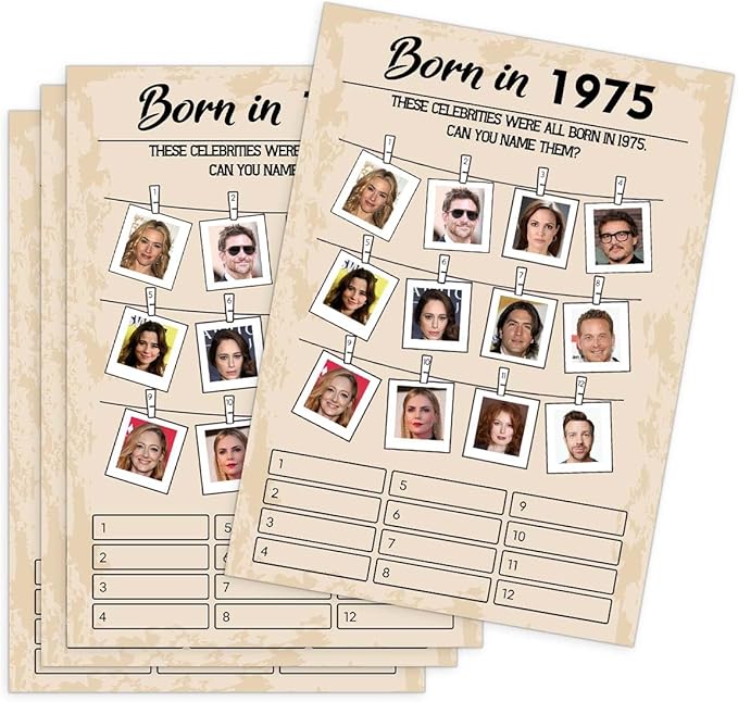 50th Birthday Party Games, Born in 1975 Games, Birthday Party Supplies by QUPT