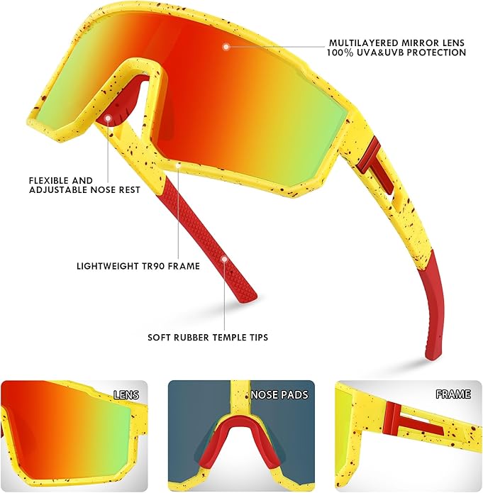 MVPTGRS Youth Baseball Sunglasses for Boys Girls Age 8-14 TR90 Frame Kids Sport Sunglasses for Softball Cycling Baseball Golf