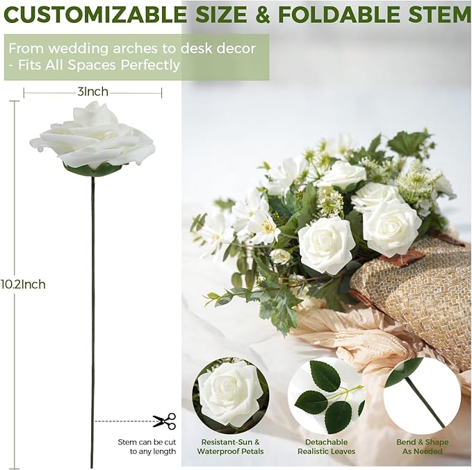 Artificial Flowers Foam Fake Roses 25pcs Dark Red Roses - Image 2