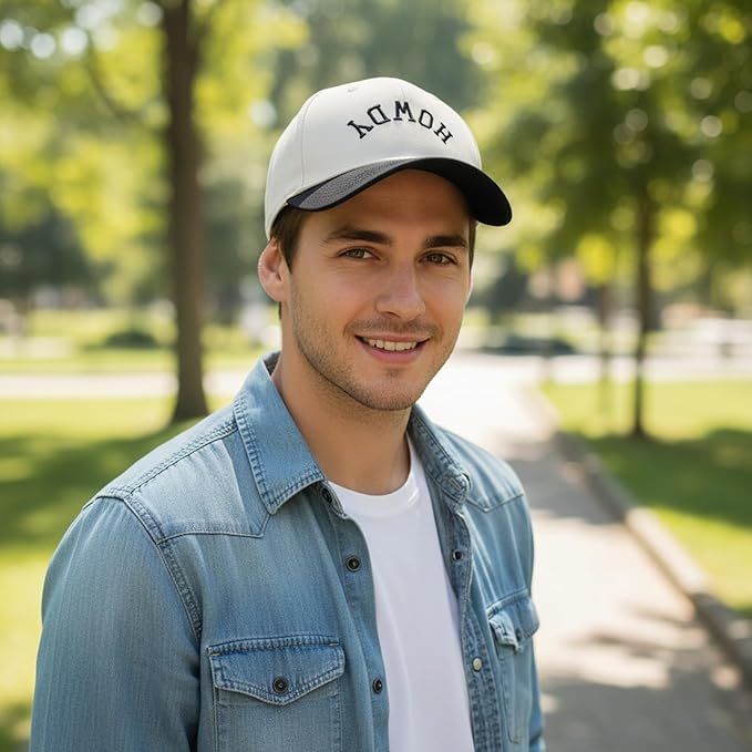 Two-Tone Cotton Baseball Cap with Embroidered Western Sayings - Adjustable Cowboy Style Hat for Men and Women