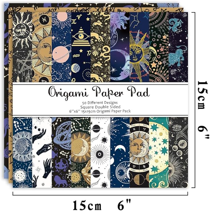 Origami Paper Kit 50 Sheets 70GSM 6 Inch Square Double Sided Color 50 Vivid - Image 2