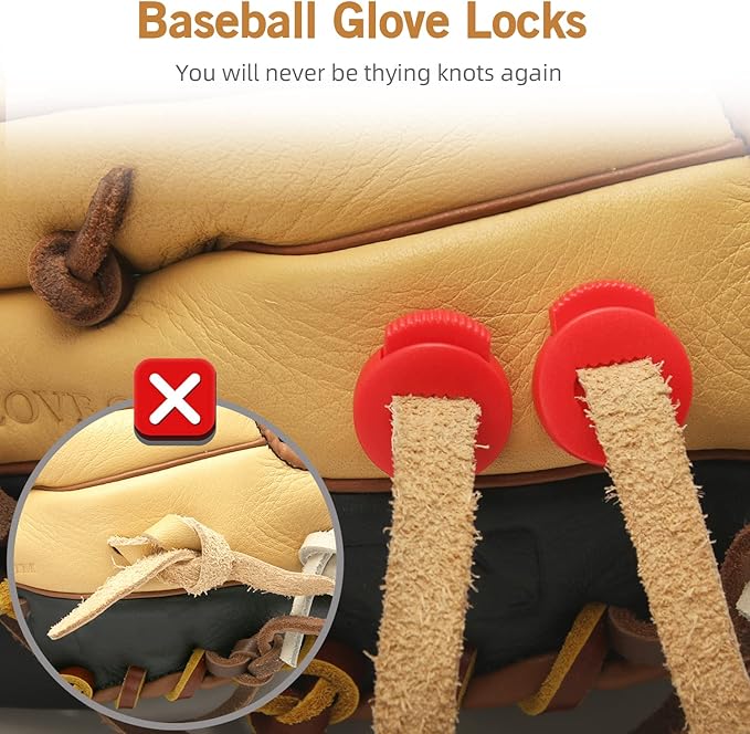 AliBall Glove Locks, Lace Locks for Baseball Glove 8 Pack, Never Need Thying Knots Again, Strong Elasticity, Made Plastic and Springs, Fits All Gloves, Baseball Gloves Accessories