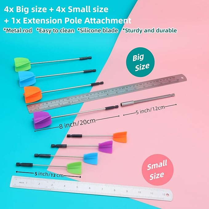 4/Large+4/Small Sizes Silicone Resin Mixer Paddles, Reusable Reusable Paint and - Image 3