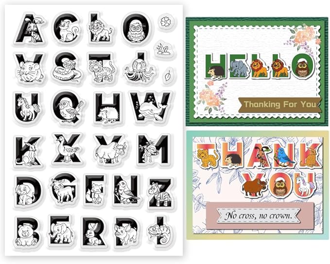 Cute Animals 26 Alphabet Clear Stamps by BEUNITONE