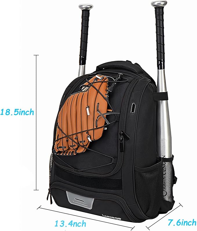 LARIPOP Youth Baseball Bag, Bat Backpack with Fence Hook & Separate Shoe Compartment, Waterproof Equipment Bag for Baseball, T-Ball & Softball