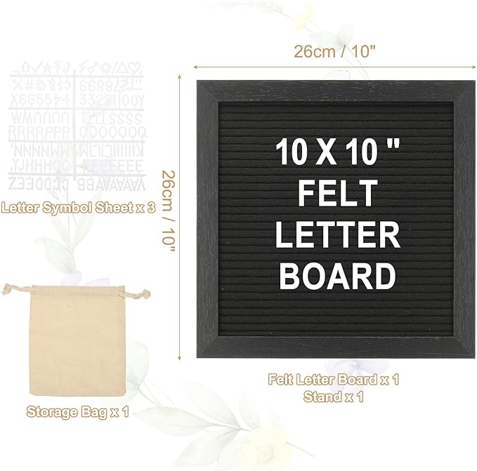 PATIKIL Felt Letter Board, 10x10Inches Black Wooden Changeable Message Board - Image 2