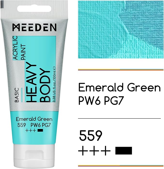 MEEDEN Acrylic Paint Emerald Green: Bundled - 100ml/3.38oz x 2 Bulk Heavy Body - Image 2
