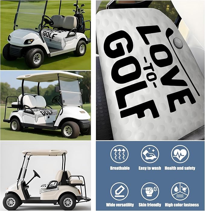 Golf Cart Seat Covers, Golf Cart Seat Towel Blanket for 2-Seat Golf Carts, Breathable Golf Cart Seat Cushions Golf Club Car Accessories 51'' x 31''