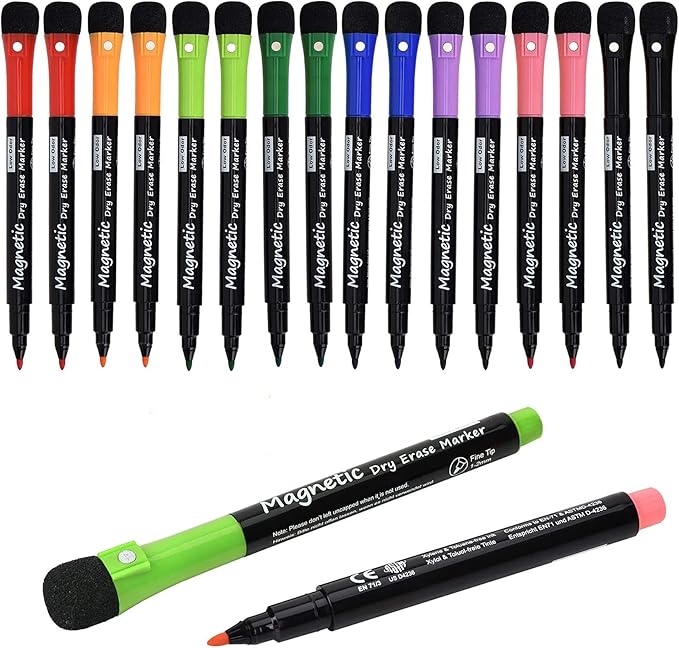 Browill Magnetic Dry Erase Markers, Fine Tip Low Odor Whiteboard Markers by Browill