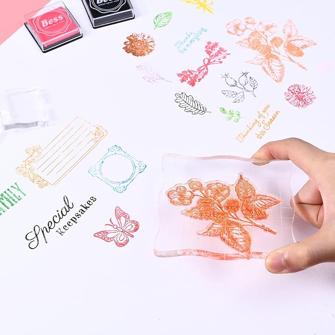 7 Pieces Clear Stamp Blocks, driew Clear Acrylic Stamping Blocks Tools Set - Image 7