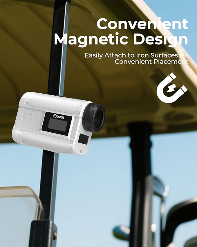 Golf Rangefinder with Slope, CIGMAN 1312 Yards Range Finder Golf, External Color Display, Flag Lock Vibration, 6X Magnification, Rechargeable Laser Range Finder with Magnetic, Ideal Golf Accessories