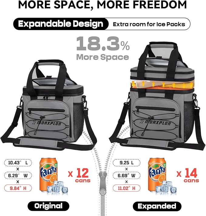 MORXPLOR Golf Cart Cooler with Magnetic Lid 12-Can Insulated Soft Cooler Bag Collapsible for Golf Cart,Golf Accessories,Lunch Camping Cooler Insulated Lunch Bag with Adjustable Shoulder Strap