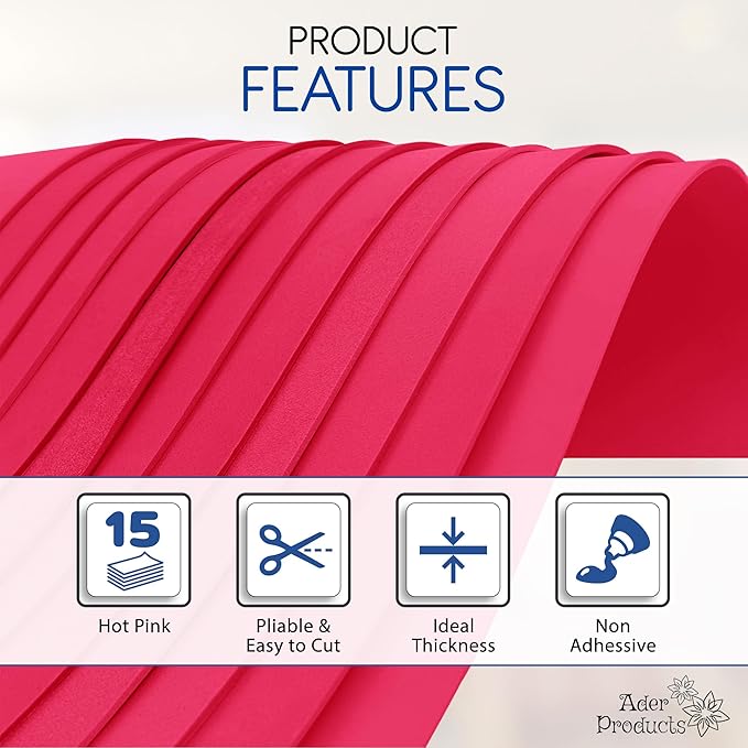 Hot Pink EVA Foam Sheets for Crafts, 9 x 12 Inch, 2mm Thickness, 15 Pack – - Image 4