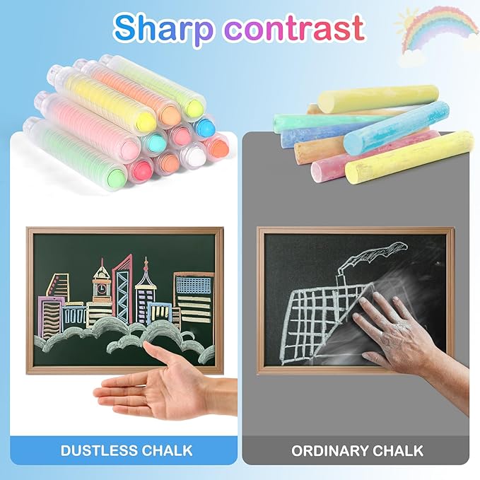 72Pcs Colored Dustless Washable Drawing Chalk Artists Set - Image 3