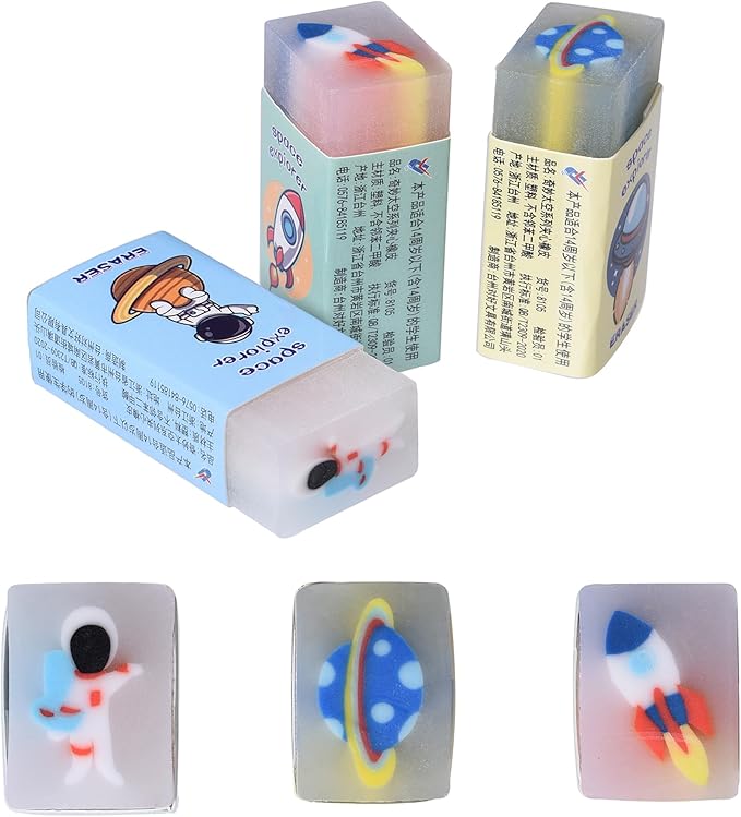 18Pcs Cute Outer Space Themed Erasers by HILAZA