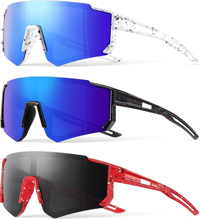 3PACK Kids Sunglasses Youth Baseball Sunglasses for Boys Girls Age 4-12,Softball Sports Cycling Goggles UV Protection