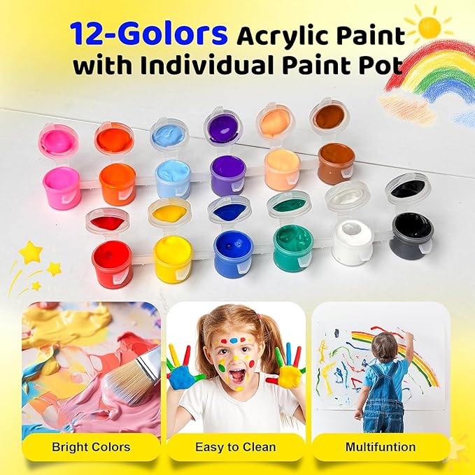 XINDUHUI 30 Pack Mini Acrylic Paint Set, 12 Colors Acrylic Paints Strips - Image 3