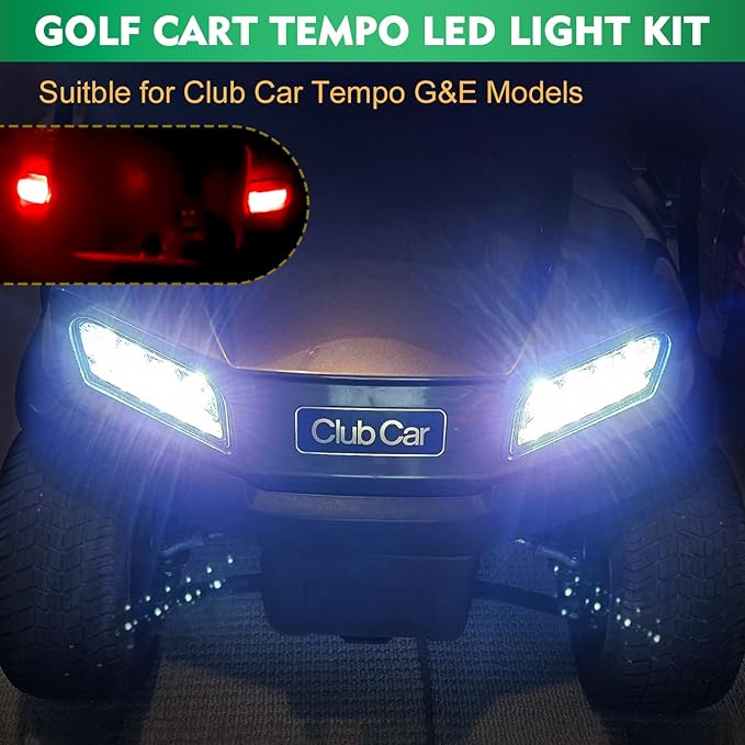 DRIVE UP Club Car LED Tempo Light Kit for Club Car Tempo Golf Carts, Golf Cart LED Headlight and Tail Light with Harness Kit for Tempo Gas and Electric Golf Carts