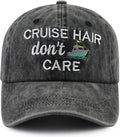 Cruise Hair Don't Care Hat for Men Women, Funny Adjustable Cotton Embroidered Captain Sailing Baseball Cap
