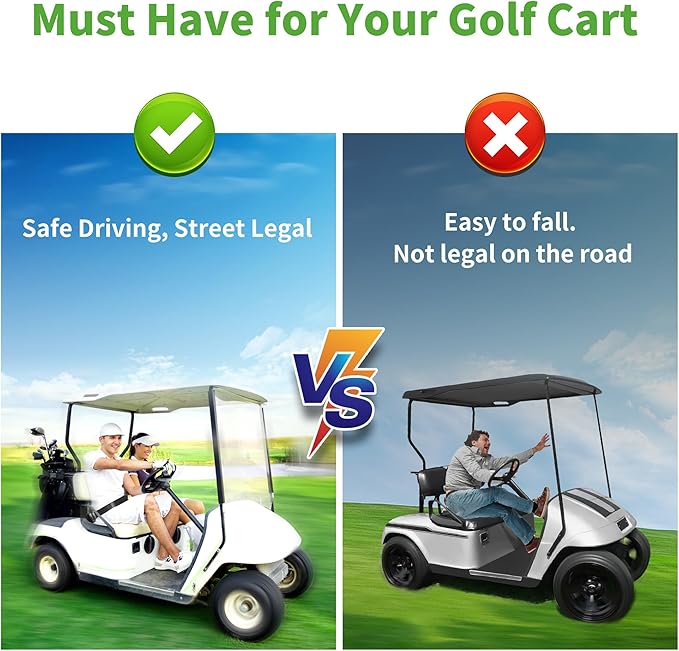 10L0L Universal Retractable Golf Cart Seat Belt Kit with Bracket for Yamaha EZGO,Club Car DS Precedent,Front and Rear Seats Golf Cart Seat Belts